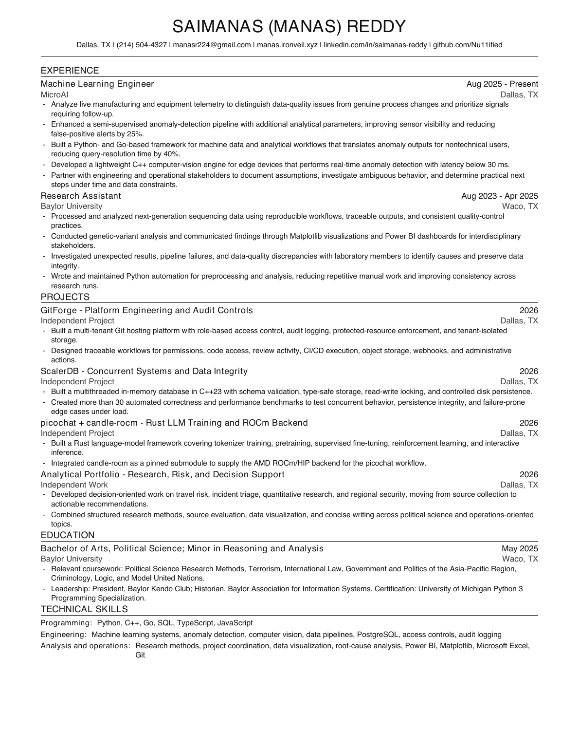 Saimanas Reddy resume preview